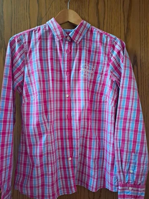 ARQUEONAUTAS Damen Freizeitbluse L Baumwolle kariert rosa/blau/weiß Langarm - Bild 1 von 4
