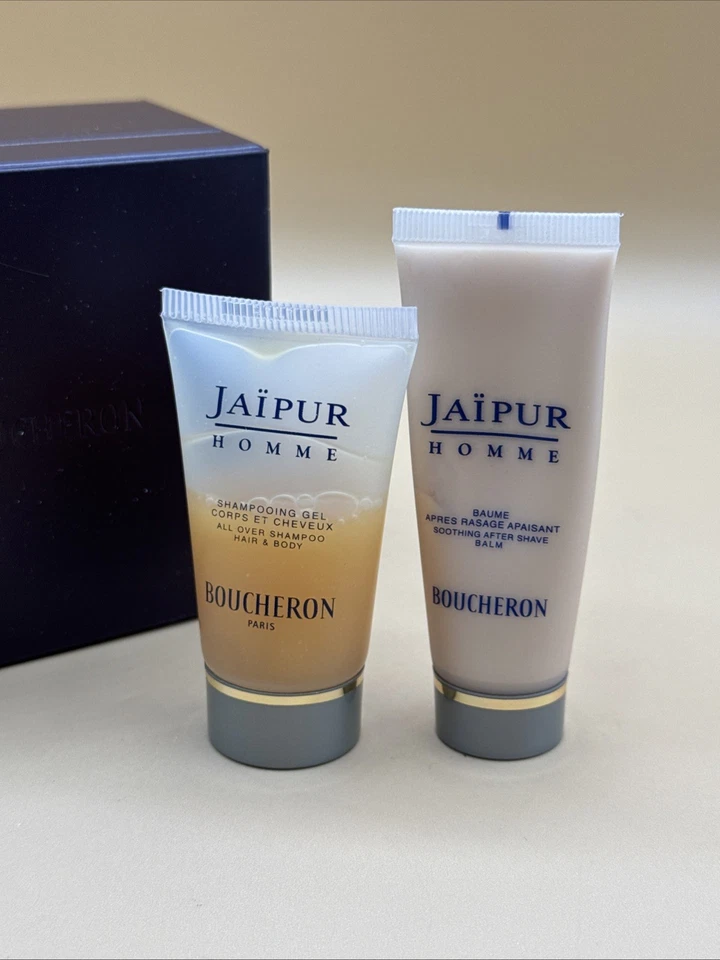 Caja Boucheron con gel champú Jaipur Homme y bálsamo para después del afeitado Foto 3 de 4