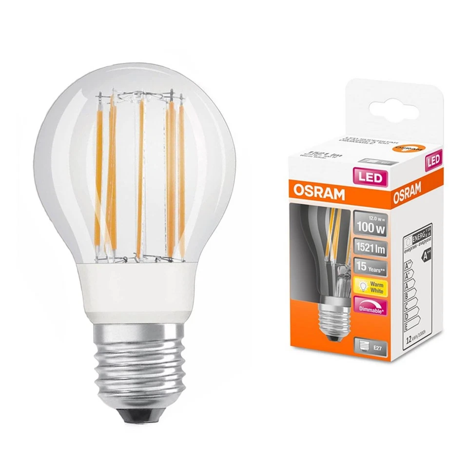 Osram LED Filament Birnen A60 12W = 100W E27 klar 1521lm warmweiß 2700K DIMMBAR - Bild 3 von 4
