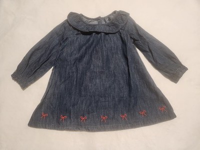 NWT Baby Gap Chambray Ruffled Bow Dress Baby Girl