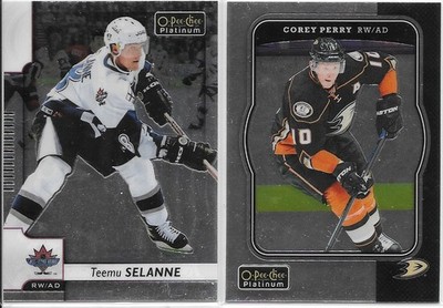 2017-18 O-PEE-CHEE PLATINUM SELANNE & PERRY LOT of cards #147 and #R-24