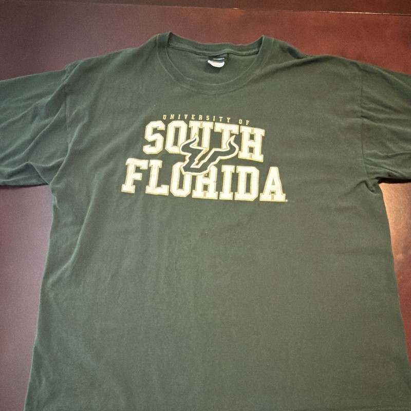 USF Bulls Quiksilver Green T-Shirt Tee Shirt, Size XL