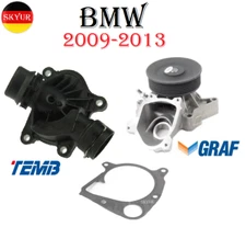 Engine Cooling Water Pump with Pulley and Gasket & Thermostat Kit For 09-13 BMW