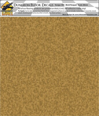 Dungeon Flooring Design 005 Birch Parquet DIY 28mm Miniature Gaming Decals