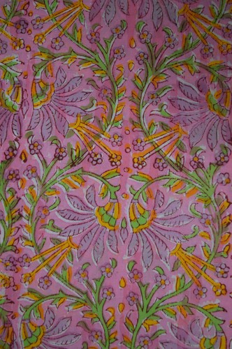 Mulitcolor Block Print Cotton fabric 3 Yard running fabric Natural color Print - Picture 5 of 6