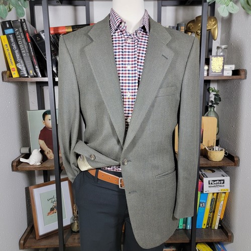 Abrigo Blazer Deportivo Para Hombre Burberrys Dos Botones Oliva Robar Azul Lana Talla 42R