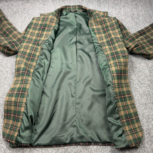 Vintage GAP Sports Jacket Men Medium Green Plaid Wool Lined Three Button No Vent - Picture 4 of 19