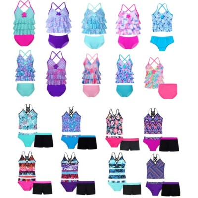Mädchen Tankini Set Badeanzug Bikini Set Bademode Kinder Strandkleidung Bademode
