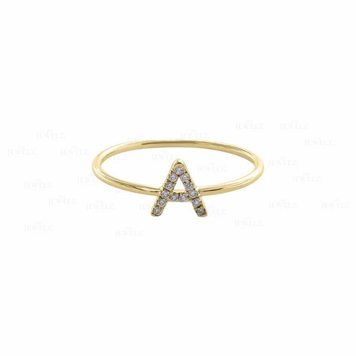 VS/F-G Diamond 14K Gold Name Initials Personalised Ring - The Jewelz - Picture 2 of 10