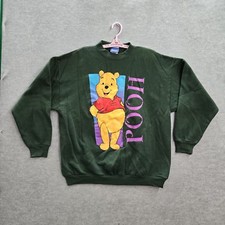 VINTAGE Disney Men Sweatshirt XL Green Graphic Winnie The Pooh Jerry Leigh
