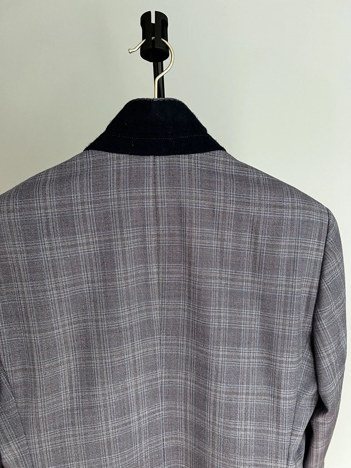 Emporio Armani G-Line Super 130s Sport Coat 44R Grey And Blue Check - Image 3 of 4