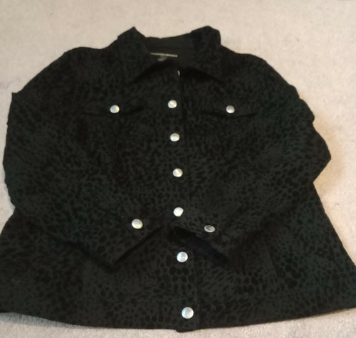 ALLISON DALEY BLACK LEOPARD PRINT Jacket, Size PL/G - Picture 4 of 7