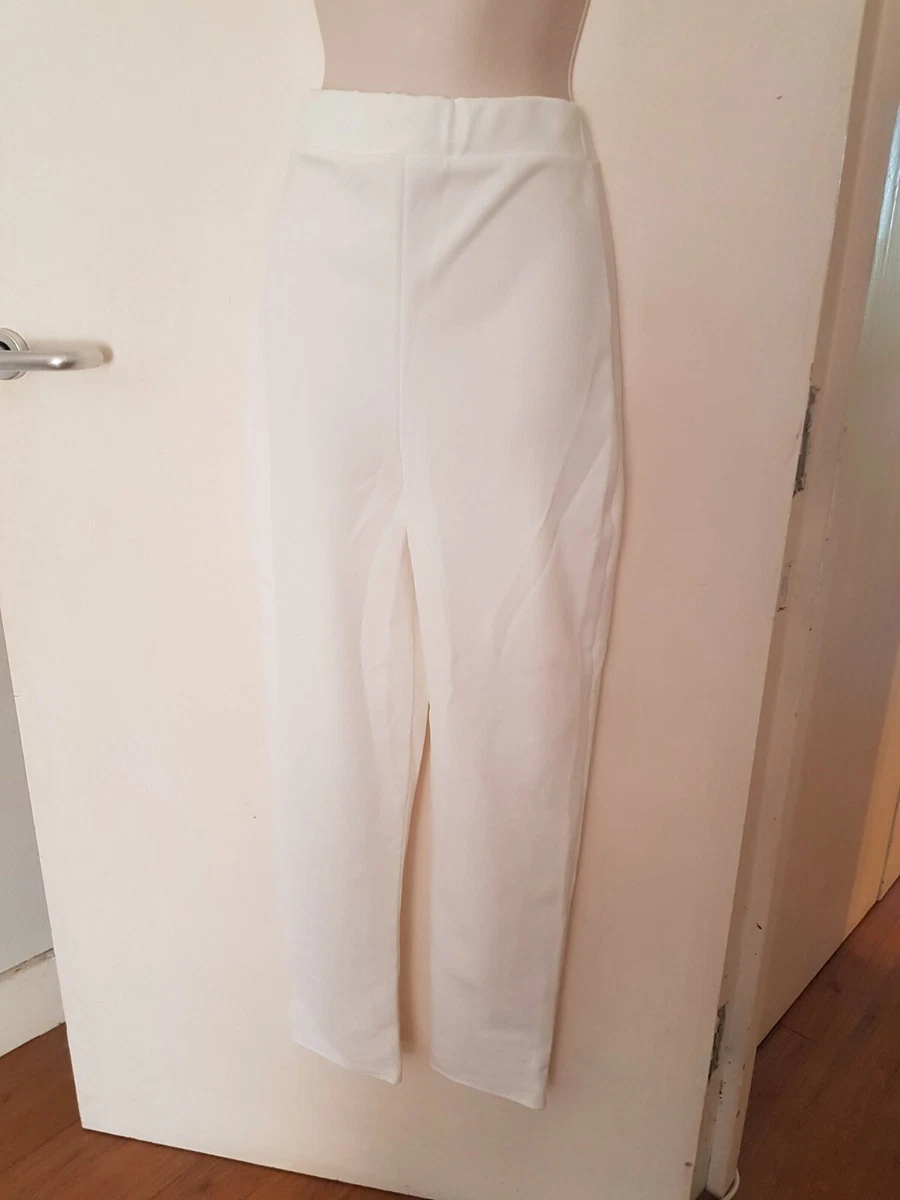 White high waisted cigarette trousers 2025