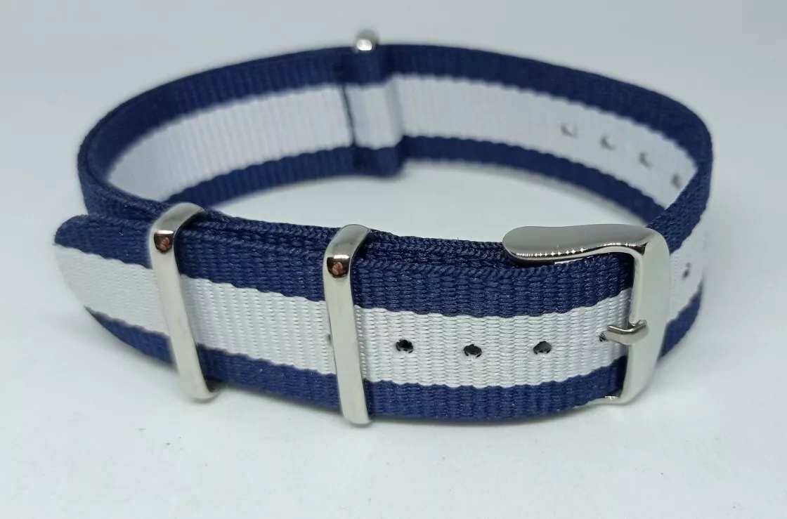 CINTURINO OROLOGIO 20mm RICAMBIO MODELLO MILITARE BLU E BIANCO