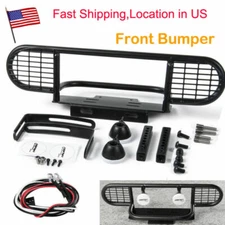 Metal Front Bumper Winch Mount w/ LED Light For 1/10 RC Crawler D90 D110 US
