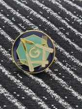 Freemason Square & Compass Forks & Knives Degree Masonic Mason Lapel Pin 1 5/8"