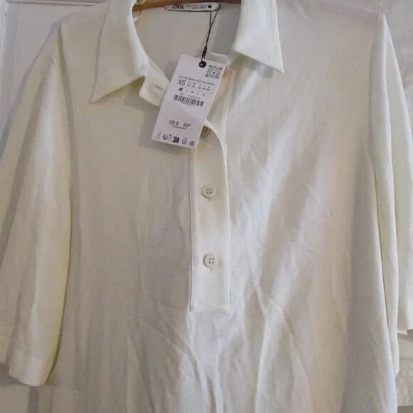Zara Women's off white Short Sleeve Blouse Size x-small