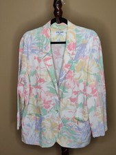Alfred Dunner women's 14P blazer multicolor print collar 1 button long sleeve