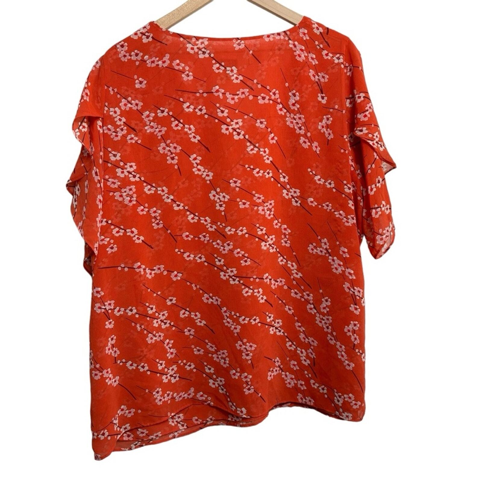 Cabi Split Flutter Sleeve Chiffon Cherry Blossom … - image 11