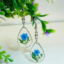 Flower Silver Plated Drop Earrings for Women Cubic Zirconia Jewelry Lab-Created
