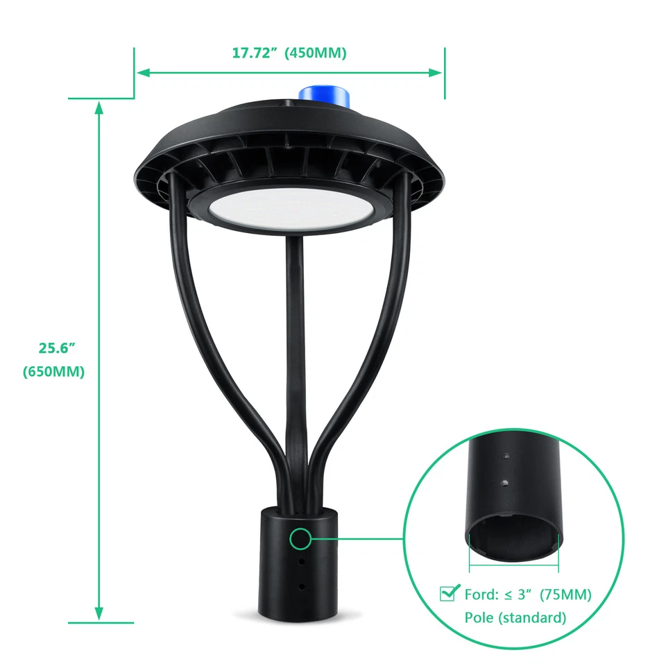 LED Post Top Light Dusk to Dawn Street Area Pole Lighting 60W 80W 100W 150 Watt - Image 2 of 4