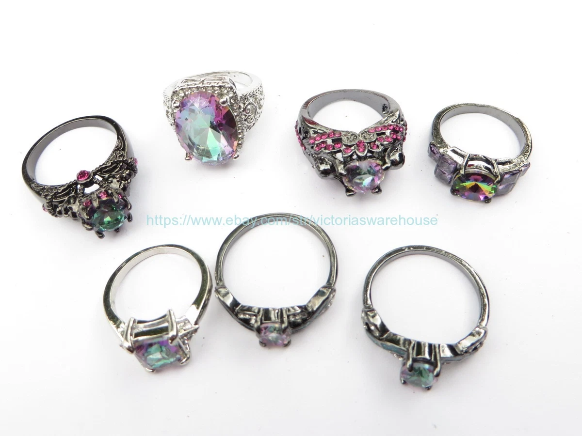 wholesale rings 20pcs iridescent cz rhinestone bulk lot men