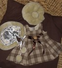 Puppenmode von Orchidee-Puppen, Kleidchen aus Wolle+Stola+Mütze, 48-50cm