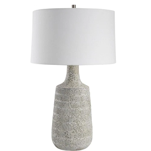 Uttermost Scouts Farmhouse Steel and Ceramic Table Lamp in Gray/Off White - Picture 3 of 8