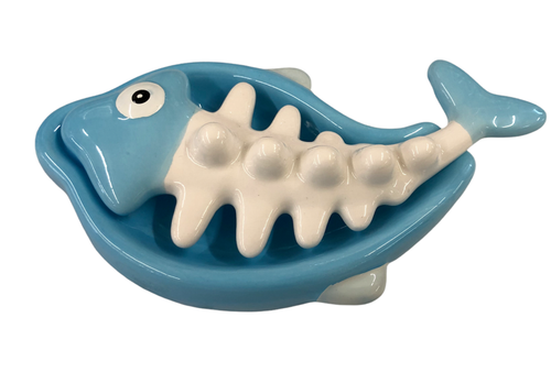 PORTACENERE POSACENERE IN CERAMICA PESCE CM 19 x 9 DISPONIBILE IN 5 COLORI - Picture 3 of 15