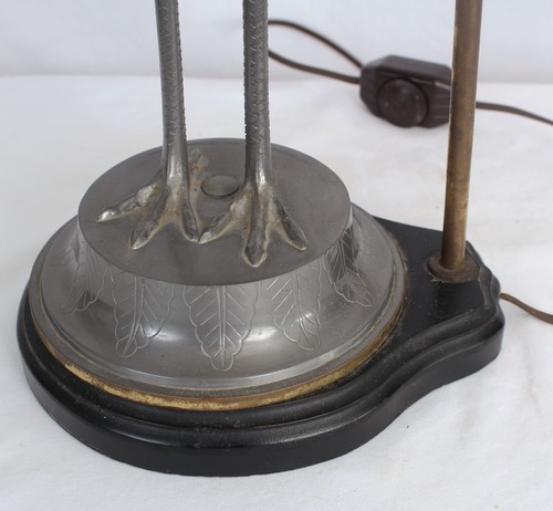 Heron / Crane Pewter & Brass Bird Figure Table Lamp 1970's - 第 11/14 張圖片