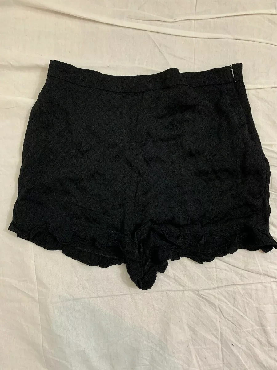 Zara Womens Solid Black Viscose High Rise Shorts Large | eBay