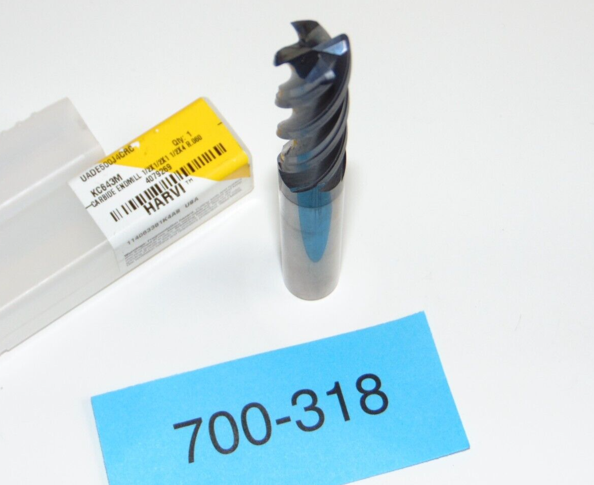 NEW 1/2" .06"r corner rad. Carbide End Mill AlTiN Kennametal HARVI