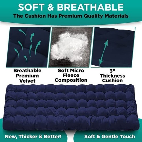 Camping Cot Mattress Pad Cushion Thick Comfort Cotton Filled Sleeping Pad-Blue - Picture 2 of 6