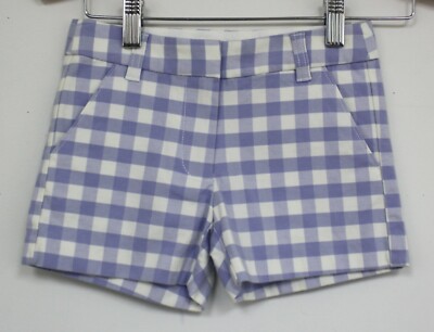 Crewcuts J Crew Shorts Girls Blue Periwinkle white Check Plaid Size 5 6 NWTS