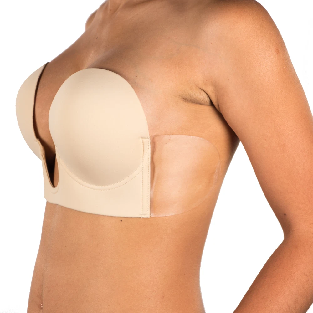 Stick-On Bandeau Plunge Bra with Graduated Cups