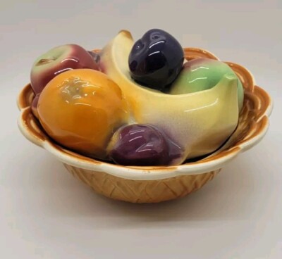 VTG Lane & Co Van Nuys California Pottery Fruit Covered Serving Bowl USA