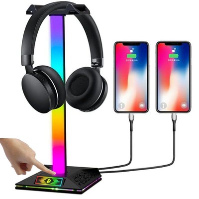 Kopfhörer Ständer RGB mit 2 USB Typ-C aus DE  Blitzversand Gaming Kopfhörerhalte