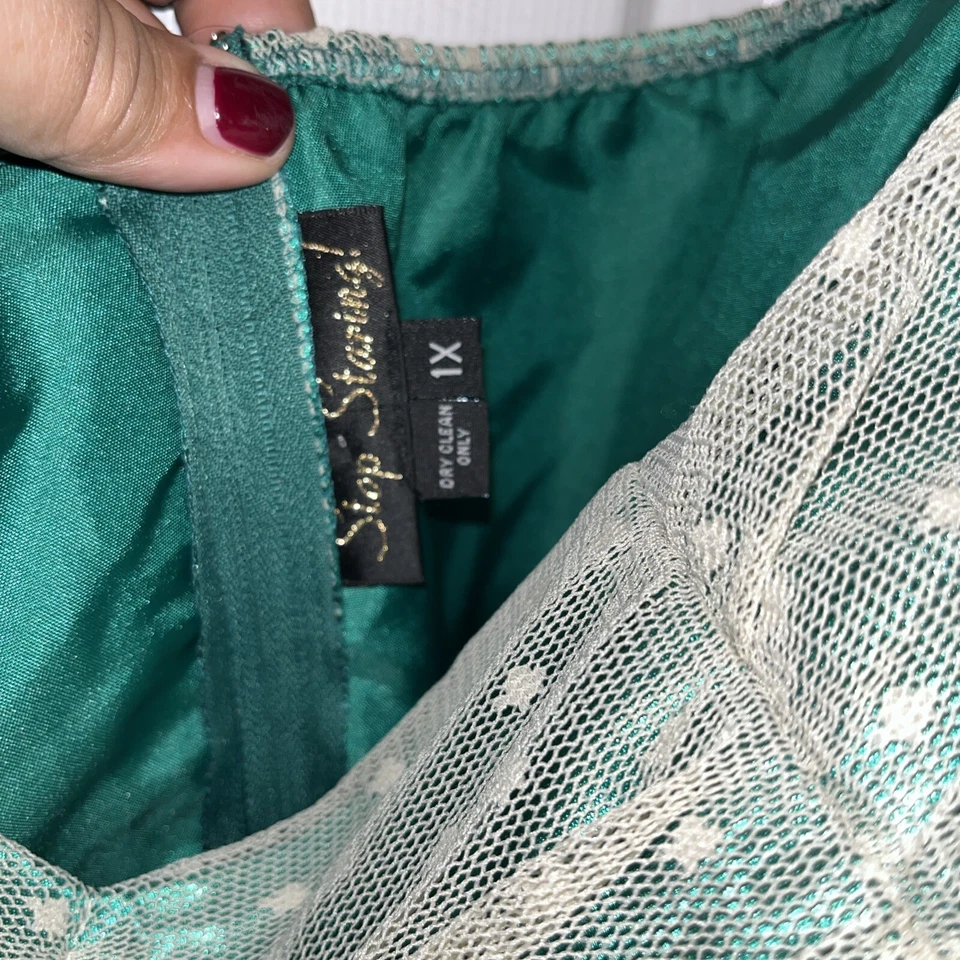 1x Vestido Tubo Encaje Satinado Verde Sin Tirantes Talla Grande Rockabilly Pinup Stop Staring Foto 4 de 4