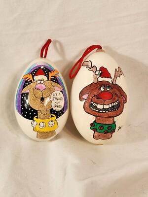 Hand Painted Goose Eggs Hanging Ornaments Christmas Cartoon Artist Designed