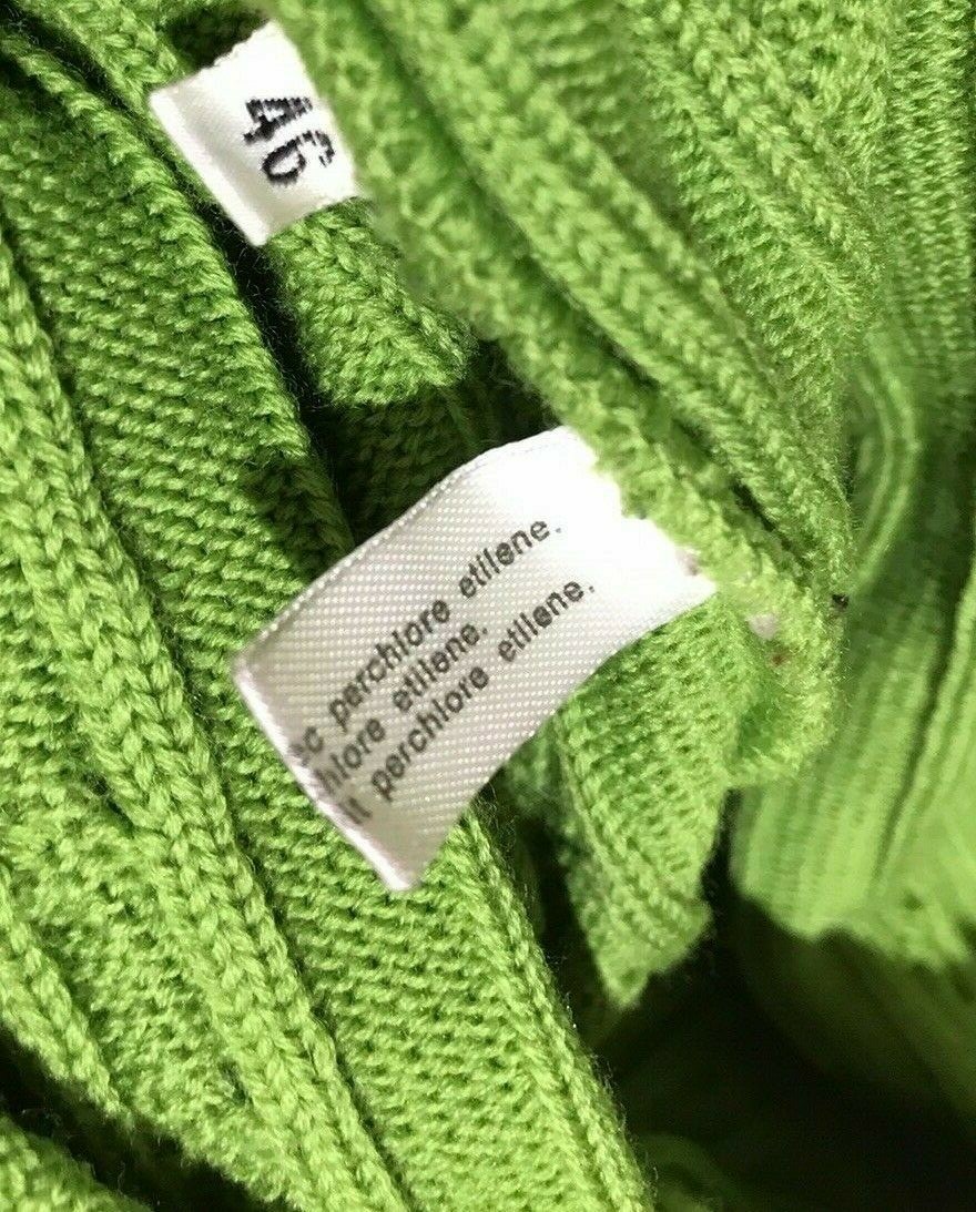 CELINE Paris Green Pure Wool Cardigan, Size 46 Gold Buttons, with repairs  5