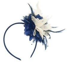 Flower Feather Hair Fascinator on Headband Wedding Royal Ascot Races Bespoke