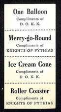 Merry-go Round Roller Coaster Balloon Fair Tickets Pythias D.O.K.K c1940's VGC on The Hot Collector