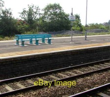 Photo 6x4 Turquoise benches on Barry railway station Barry Dock In 2016,  c2016