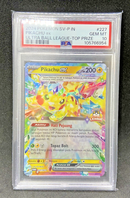 RARE Pokémon TCG Indonesia PSA 10 Pikachu ex Ultra Ball League