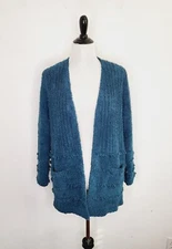 BAREFOOT DREAMS Cozychic Cardigan Sweater Women's Size Small Teal Boardwalk