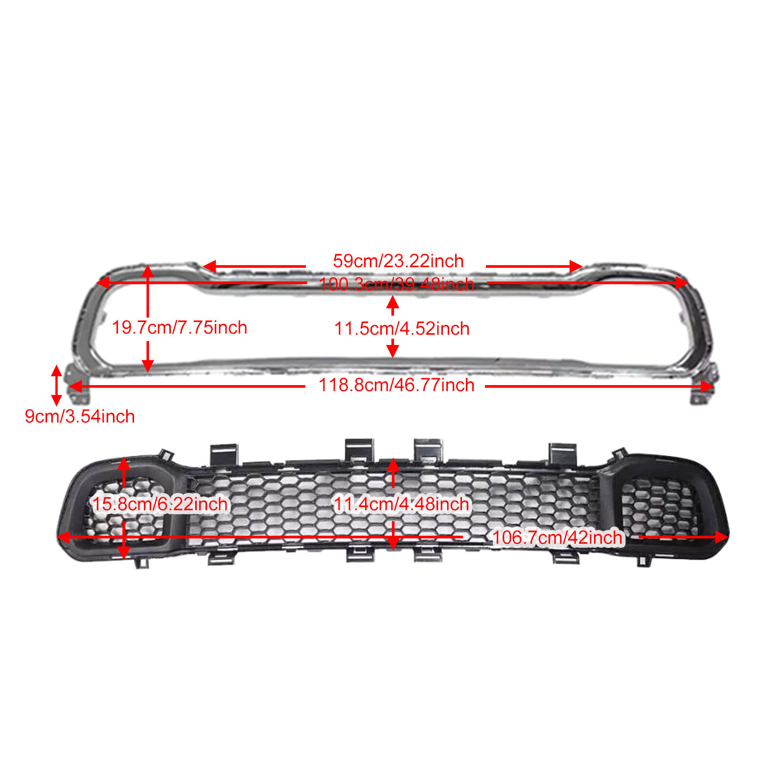 Fits 15-18 Cherokee Front Bumper Cover+Lower Grille+Trim Surround+Fog lamp Kits