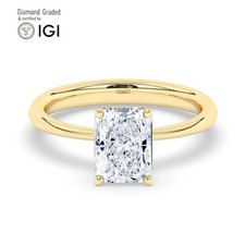 Radiant Diamond Engagement Ring 18k Yellow Gold Labgrown 2.15 Ct Solitaire