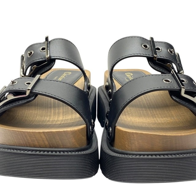 SAOLA Sandali Christian Dior zoccoli legno borchie suola spessa pelle nera taglia 5US donna