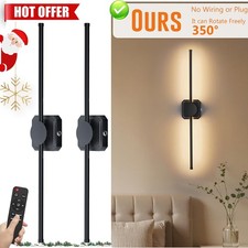 350  Rotatable Wall Sconce Set 28In Remote Control Dimmable 3-Color LED Lights