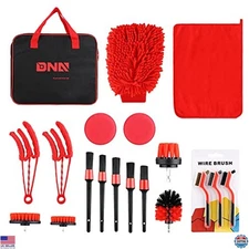 Car Detailing Brush Set with Carry Bag for Interior & Exterior Cleaning Tools